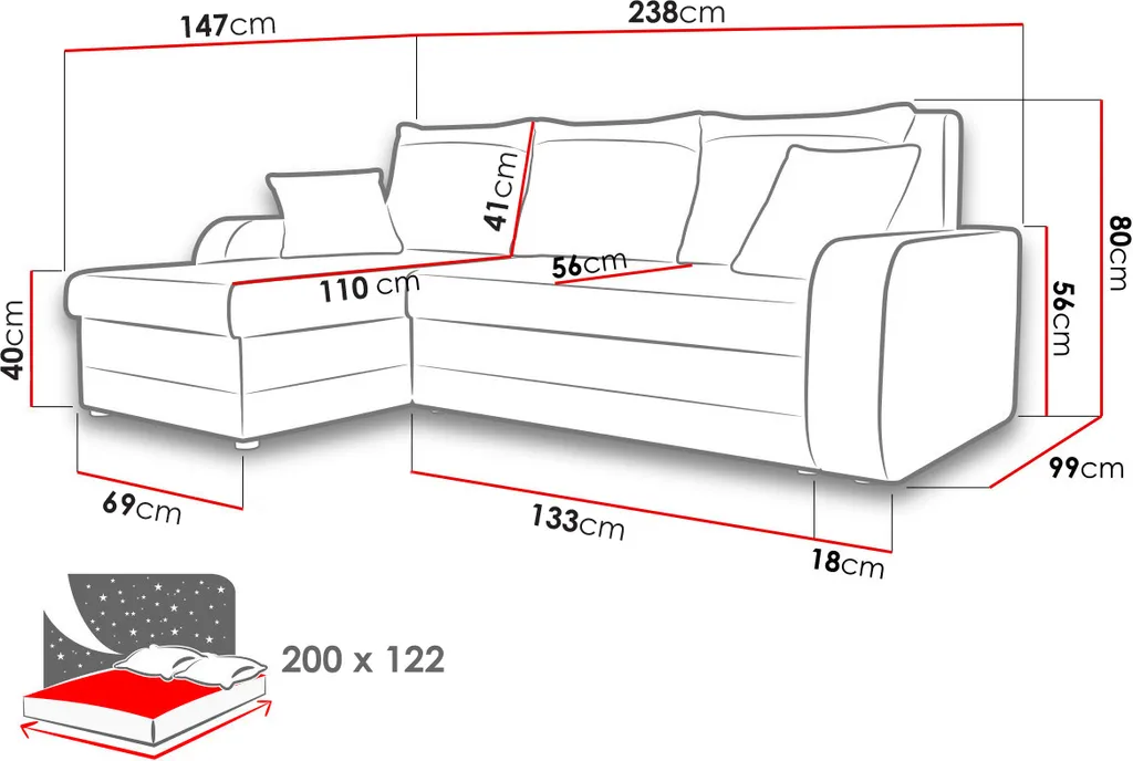 Mirjan24 Ecksofa Kris, Stilvoll Eckcouch Mit Bettkasten Und Schlaffunktion, L-Form Couch, Schlafsofa (Mikrofaza 0015 + Mikrofaza 0031) – Bild 5