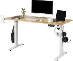 Makika Höhenverstellbarer Schreibtisch Elektrisch 140 X 70 Cm - Eiche Weiß