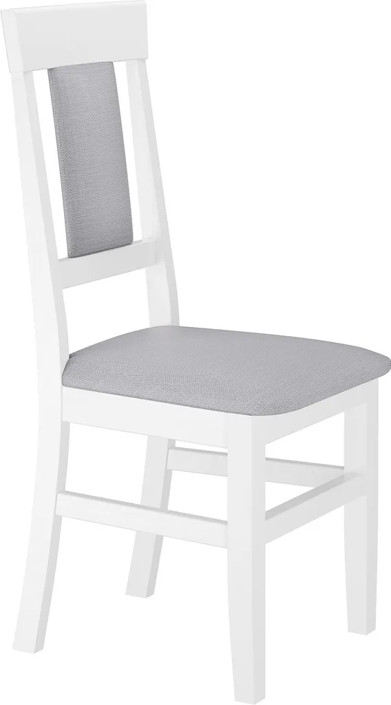 Gepolsterter Massivholz-Stuhl Küchenstuhl Esszimmerstuhl Weiß-grau V-90.71-25W-P21Doppelpack