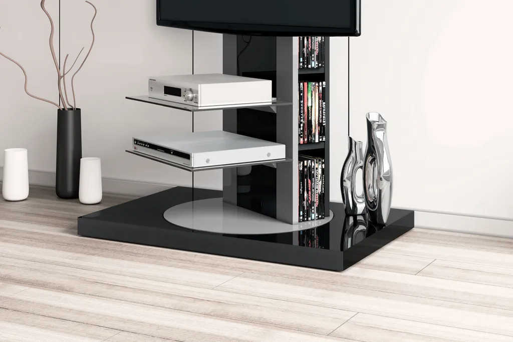 Fernsehtisch Roma H-777nw Schwarz Hochglanz 360° Drehbar TV Möbel TV Rack TV Ständer LCD Inkl. TV-Halterung – Bild 6