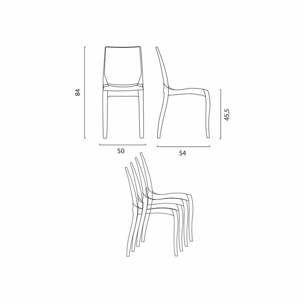 Cristal Light Stapelbare Stühle Aus Transparentem Polycarbonat Für Küche Und Bar Grand Soleil DesignFarbe: Transparent, Höhe (cm): 84, Breite (cm): 50, Gewicht: 3,5 Kg, Zusammensetzung: Polycarbonat, Modelle: CRISTAL LIGHT, Eigenschaften: Stapelbar, Länge (cm): 54, Zertifikation: Contract, Einheit: 1 Stück – Bild 8