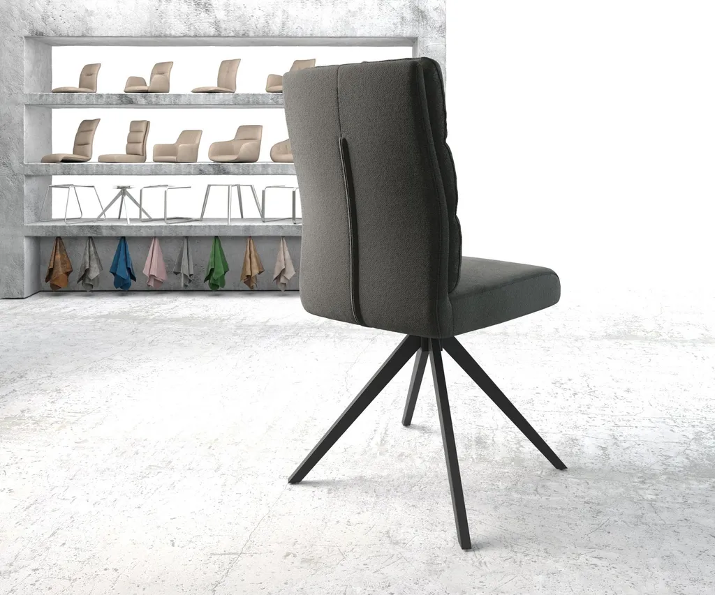 DELIFE Drehstuhl Pela-Flex Strukturstoff Anthrazit Kreuzgestell Kantig Schwarz 180° Drehbar Taschenfederkern – Bild 3