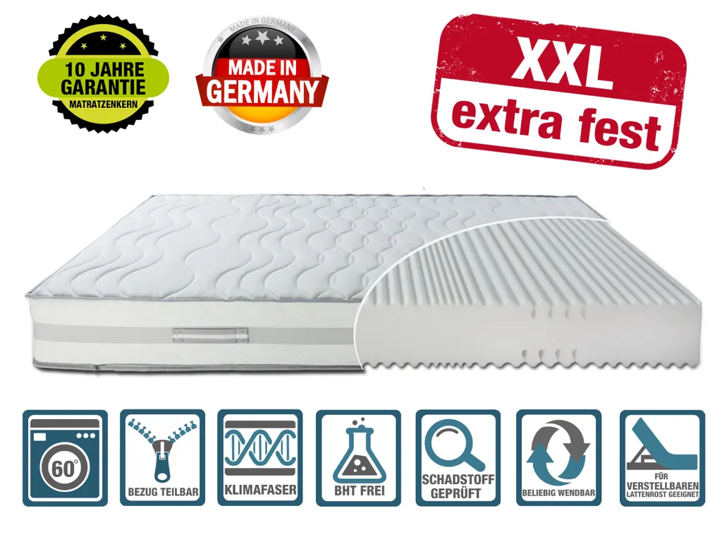 BMM Komfort XXL 7-Zonen Matratze H4 Extra Hart, SilverCare Klimaband, SchulterPLUS, 90x200cm – Bild 2