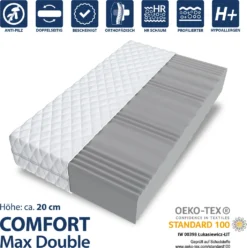 Matratze 140x200 Cm COMFORT MAX DOUBLE 7 Zonen H3 Kaltschaum Höhe Ca. 20 Cm Mit Waschbarem Premium Bezug