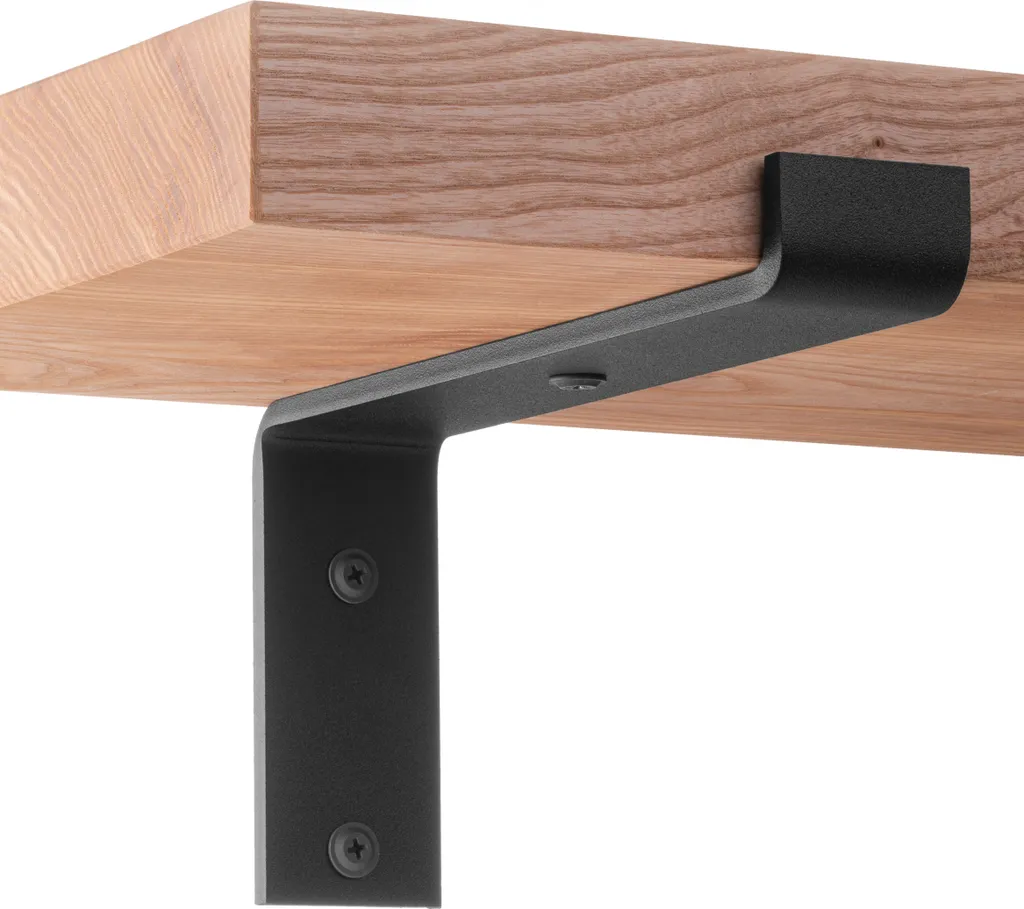 HOLZBRINK Metall Regalträger Für Wandregal, Wandhalterung 200 Mm, Schwarz, 2 Stück, HLR-Z-200-9005