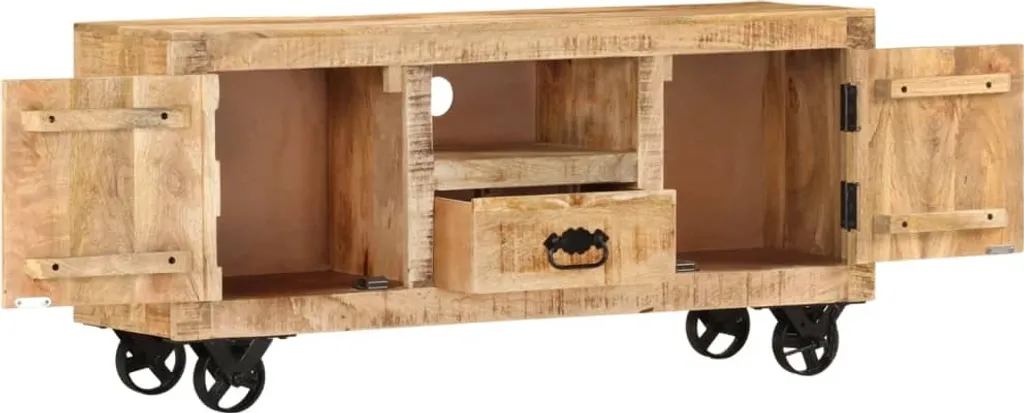 VidaXL TV-Schrank Raues Mangoholz 110x30x50 Cm – Bild 2