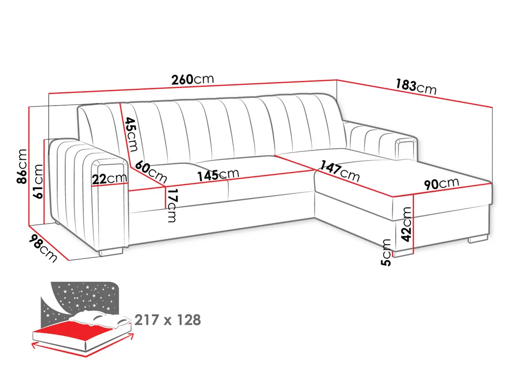 Mirjan24 Ecksofa Kenzo, L-Form Polsterecke, Couchgarnitur Mit Bettkasten Und Schlaffunktion (Farbe: Manila 16, Seite: Rechts) – Bild 9
