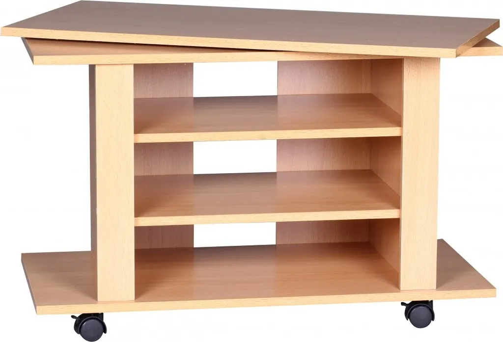 TV HiFi Bank OREGON Buche Fernsehtisch Drehbar & Rollbar 75 X 38 X 51 Cm