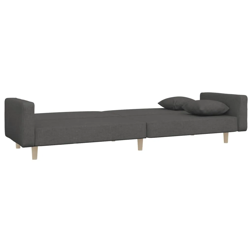 VidaXL Schlafsofa 2-Sitzer Mit 2 Kissen Dunkelgrau Stoff – Bild 6