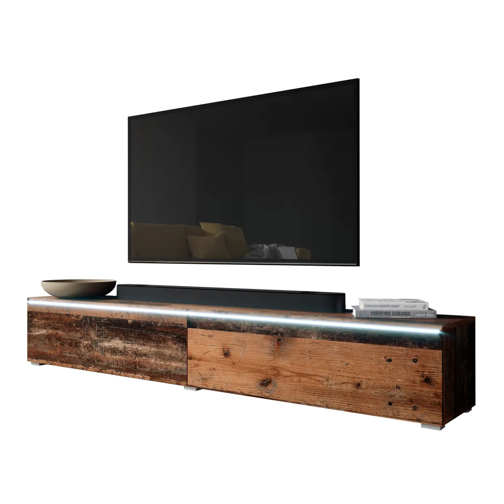 Furnix TV-Kommode Lowboard BARGO 200 Cm TV-Schrank Ohne LED Loft Design Old Style Wood – Bild 2