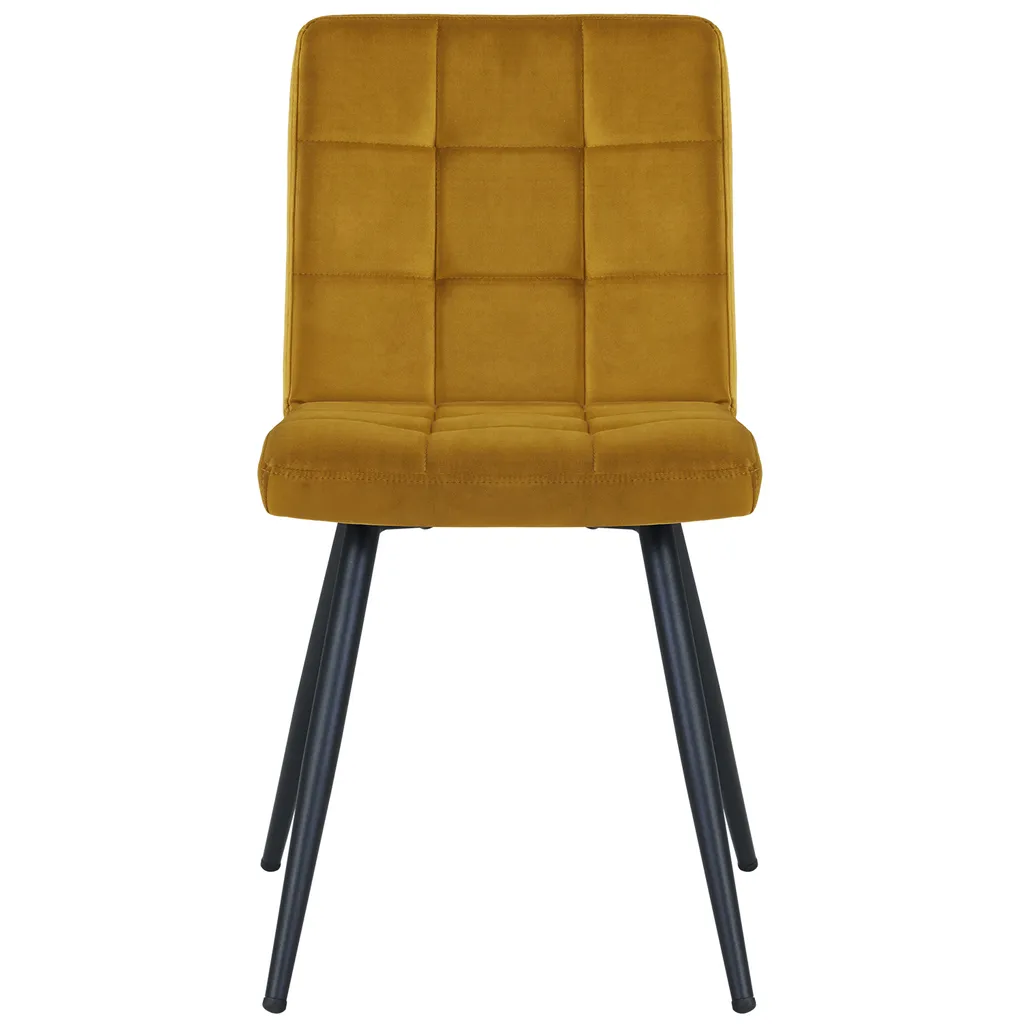 2er Set Esszimmerstuhl Polsterstuhl Stoff Samt Oder Stoff Lederoptik, Farbe:Gelb, Material:Samt – Bild 5