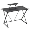 HOMCOM Gaming-Tisch Schreibtisch Computertisch PC Schreibtisch Mit Kopfhörerhaken Getränkehalterung Ergonomisches Design Verstellbare Füße MDF Stahl Schwarz 106 X 60 X 93,5 Cm