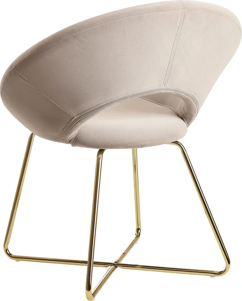 WOHNLING Esszimmerstuhl Samt Beige Küchenstuhl Mit Goldenen Beinen | Schalenstuhl Stoff / Metall | Design Polsterstuhl | Stuhl Esszimmer Gepolstert – Bild 5