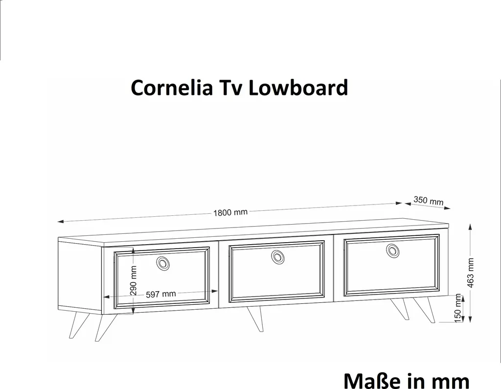 TV Lowboard Cornelia Weiß | B 180 Cm X H 46,3 Cm X T 35 Cm – Bild 6