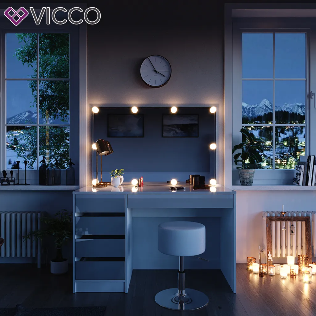 Vicco Schminktisch – Stilvoller Frisiertisch Mit Spiegel Und Schubladen – 120 X 55 Cm, Weiß – Bild 4