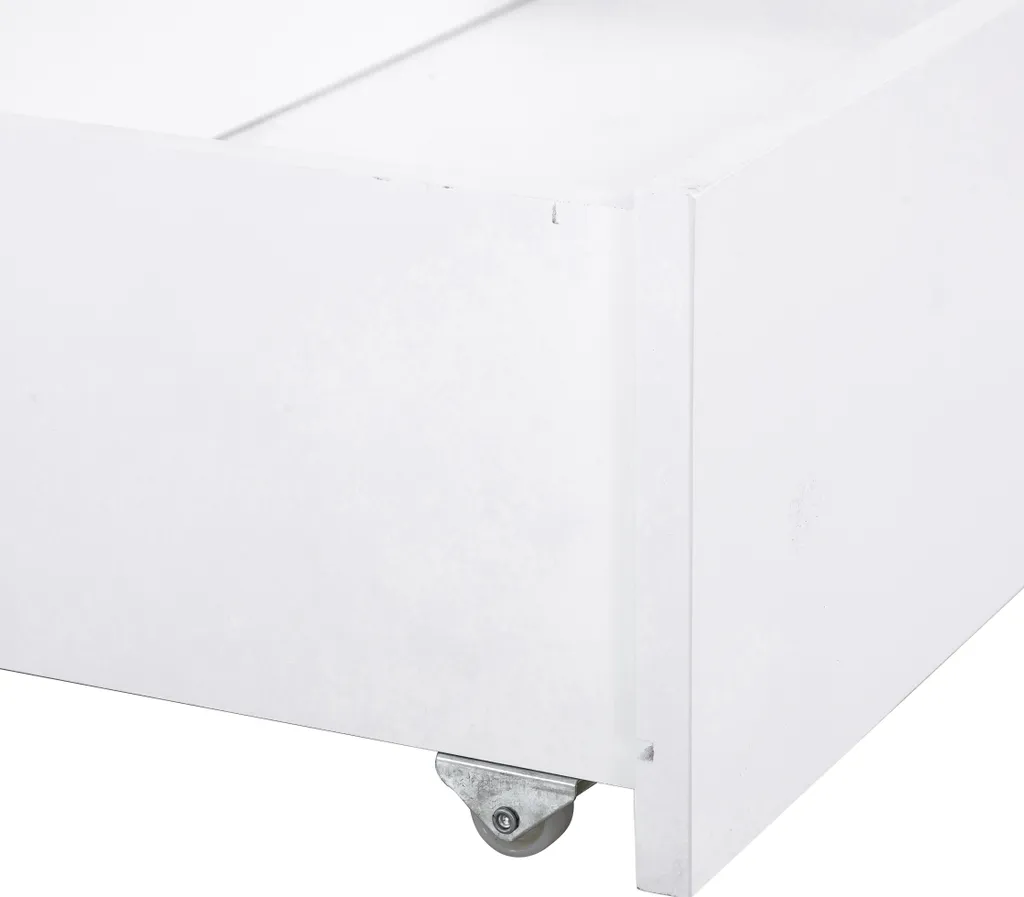 Merax Kinderbett 90x200cm Jugendbett Mit Schubladen, Kopfteil Und Fußteil, Einzelbett Kiefer Bettrahmen Massiv Gästebett, Weiß – Bild 10