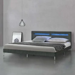 Polsterbett HLO-PX216 Mit LED Beleuchtung 180x200cm Dunkelgrau