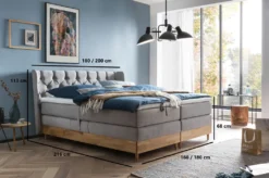 Belanoti EON Boxspringbett 160x200 Elektrisch Verstellbar 7-Zonen Taschenfederkern Matratze Inkl Visco Topper Bett 160x200 Mit Motor In Der Farbe Hellgrau H2/H3 Polsterbett Motorbett Mit Massivholz