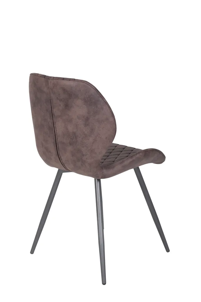 4er Set Vierfußstuhl Aurora - Microfaser Vintage Braun Mit Rautensteppung - Metallgestell Grau Lackiert – Bild 8