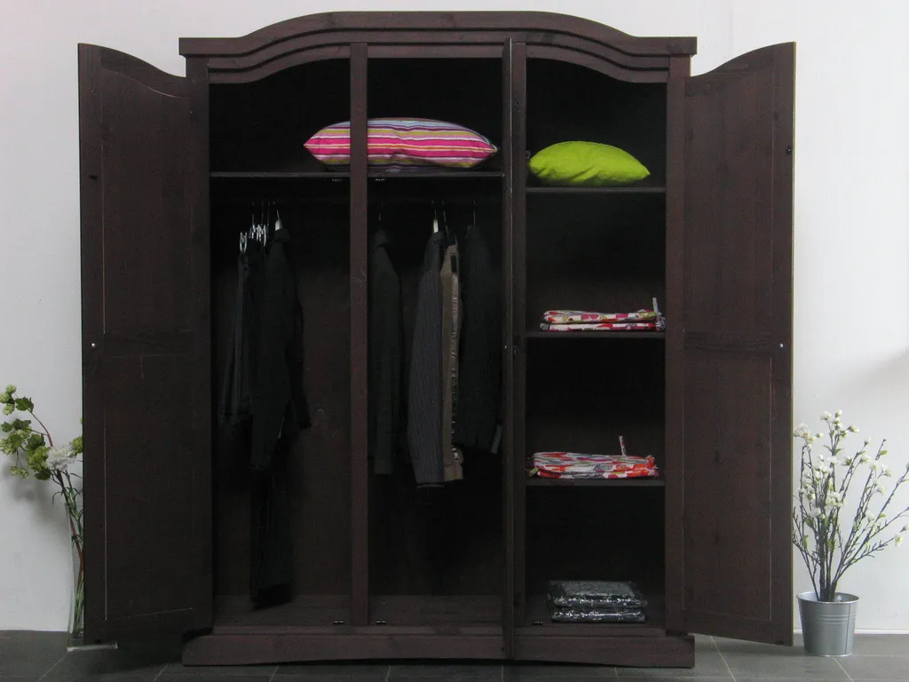 3 Türiger Kleiderschrank Rico Kiefer Massiv Schlafzimmer Schrank Möbel Kolonial – Bild 2
