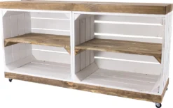 1x SIDEBOARD WEIß Auf Rollen Aus Holz, 4 Fächer / NEU / 100x30x50 Cm / TV Bank, Wohnzimmerregal