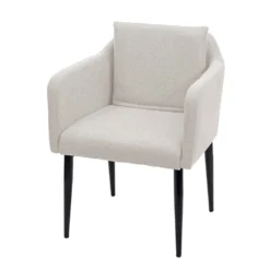 Esszimmerstuhl HWC-H93, Küchenstuhl Lehnstuhl Stuhl Stoff/Textil Creme-beige