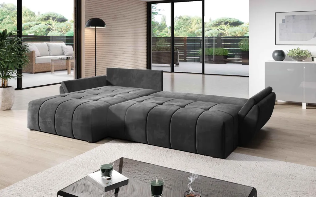 FURNIX Ecksofa CALVANI- Schlaffunktion, Bettkasten Und Kissen, Eckcouch In L-Form Enjoy 25 – Bild 2