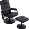 HOMCOM Massagesessel Relaxsessel Fernsehsessel TV Sessel Mit Massagefunktion Inkl. Hocker Kunstleder Schwarz 77 X 84 X 95 Cm