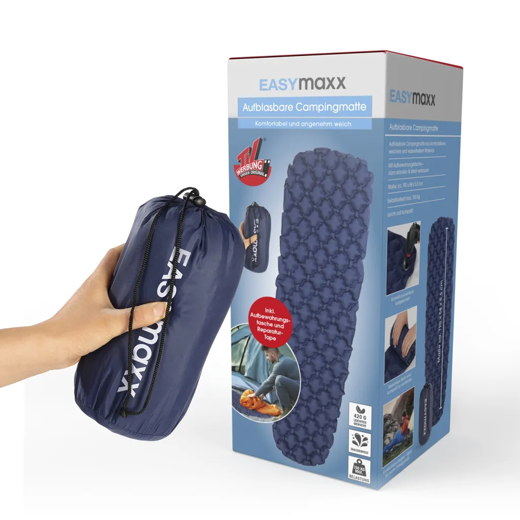 EASYmaxx Luftmatratze Aufblasbar - 190 X 58 X 5,5 Cm - Blau – Bild 7