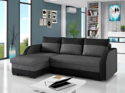 Mirjan24 Ecksofa Korto, Stilvoll Polsterecke Mit Bettkasten Und Schlaffunktion, Eckcouch Vom Hersteller, Kissen, Wohnzimmer (Malmo 96 + Malmo 95)