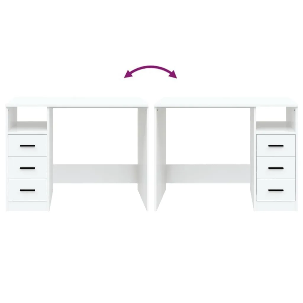 VIDAXL Schreibtisch Mit Schubladen Weiß 102x50x76 Cm Holzwerkstoff – Bild 7