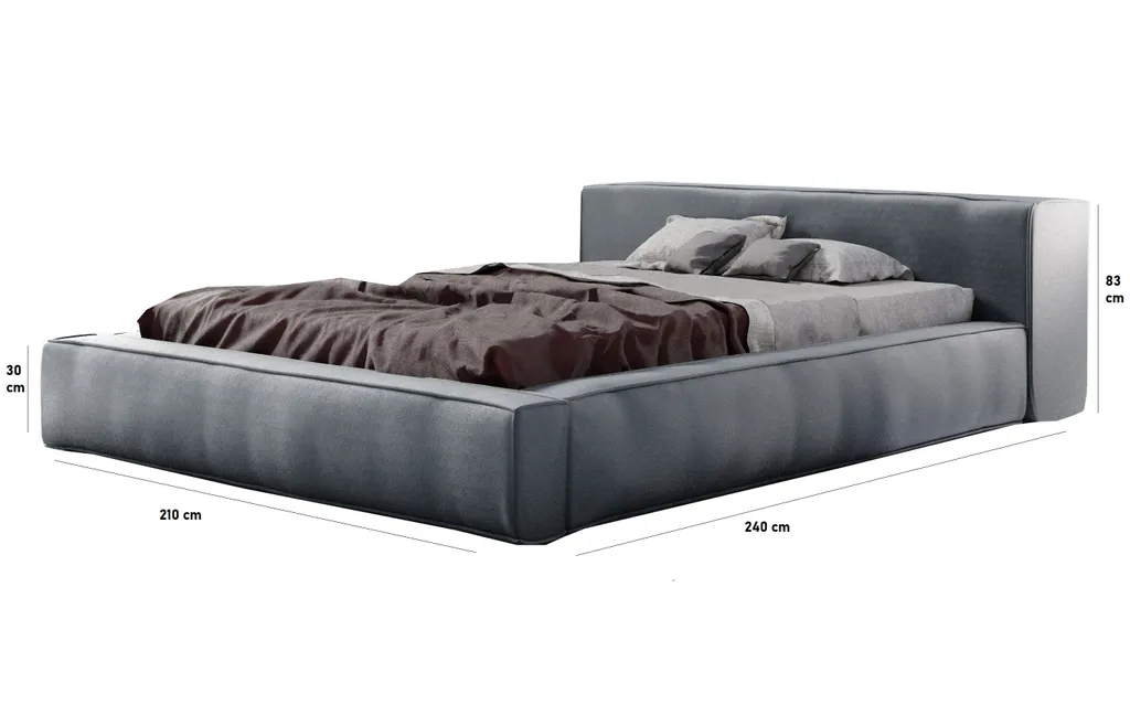 GRAINGOLD Design Polsterbett 180x200 Cm Armani - Premium Stoff, Bettkasten, Lattenrost - Modern Polsterbett - Schwarz (Solar 99) – Bild 7