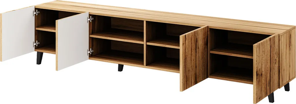 Mirjan24 TV-Lowboard Vamos 200, TV-Tisch Mit 4 Türen, Modern Wohnzimmer TV-Kommode, Stilvoll Kolektion (Farbe: Wotan / Schwarz Füße) – Bild 3