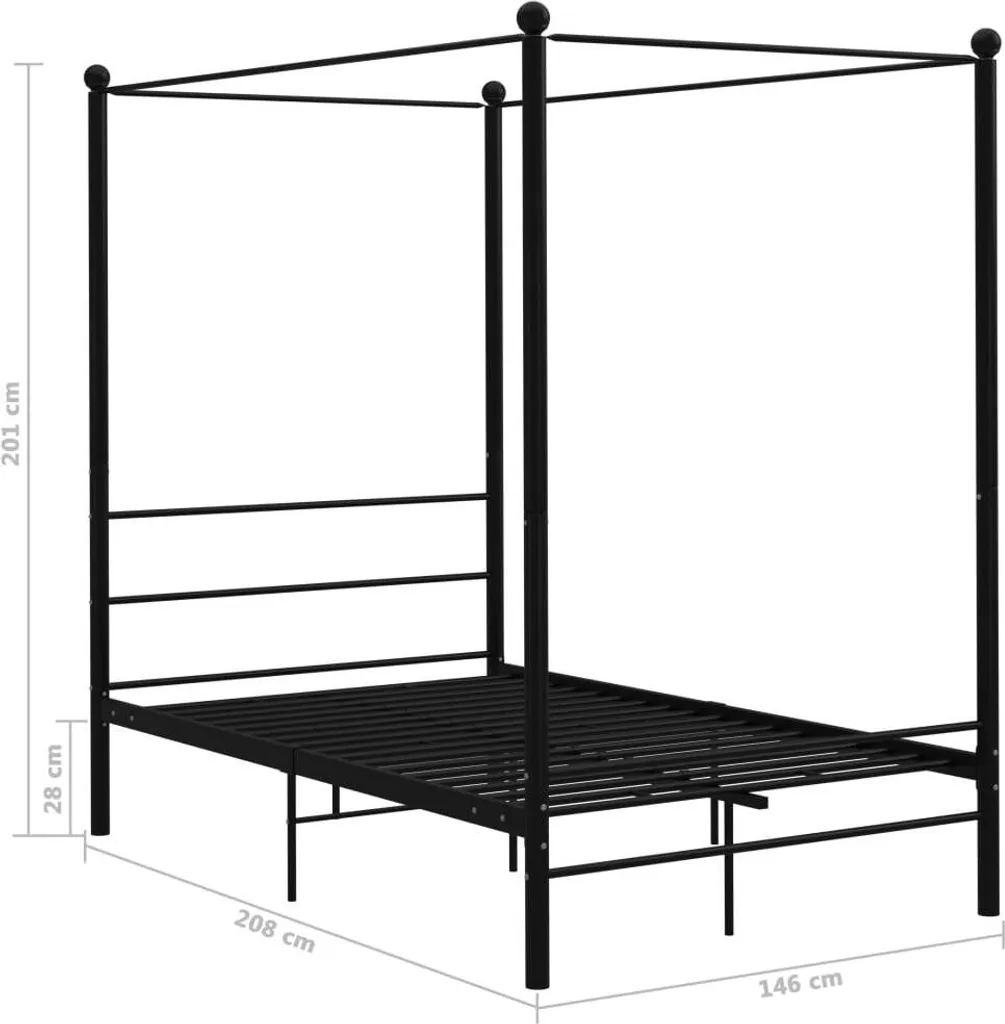 VidaXL Himmelbett Schwarz Metall 140x200 Cm – Bild 6