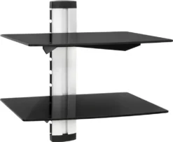 Tectake Wandregal Mit 2 Ablagen Für DVD-Player Und Receiver, 44x42x34cm - Schwarz