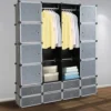 EINFEBEN 16 Wuerfel Regalsystem Kleiderschrank Kleiderschränke DIY Garderobenschrank Schwarz Kunststoff Aufbewahrung Garderobe Fuer Schlafzimmer Mit Tueren 180 * 142 * 37CM