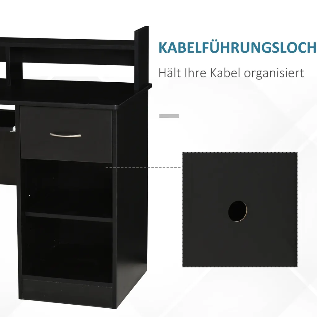 HOMCOM Computertisch Bürotisch Gamingtisch PC-Tisch Mit Schublade E1 Spanplatte Schwarz 104 X 48 X 95,5 Cm – Bild 3