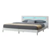 LED Kunstleder Doppelbett Polsterbett 180x200cm Bettgestell Stoff Bett Weiß [en.casa]