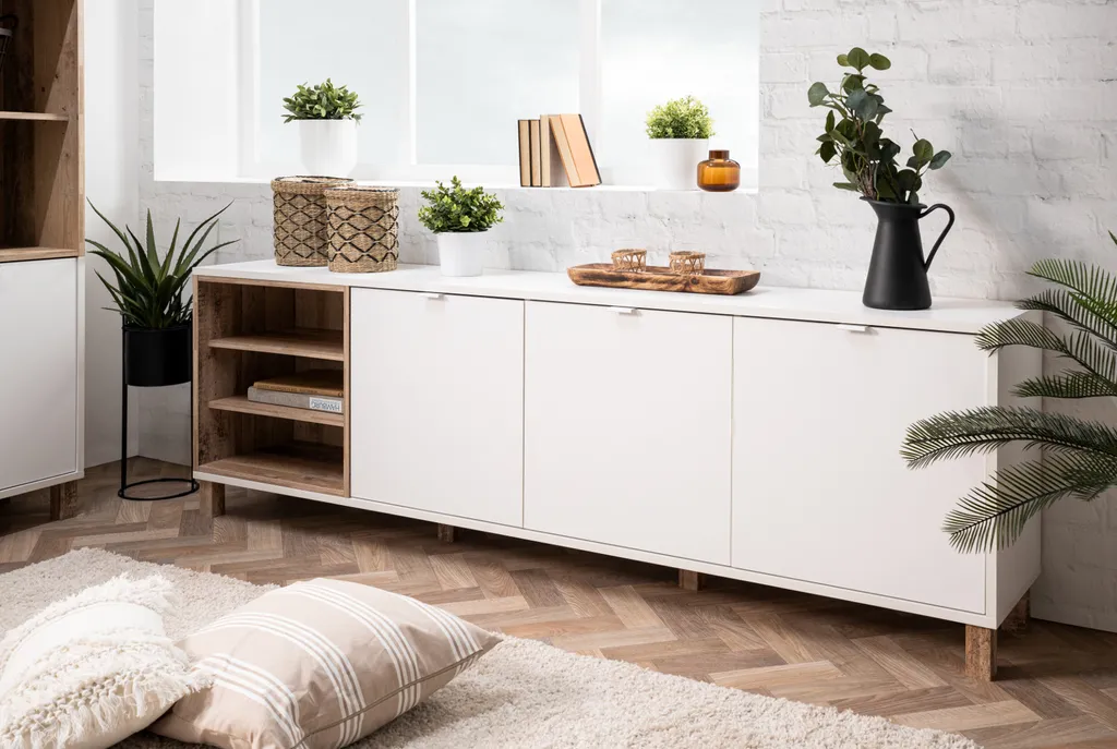 TV Board Lowboard Fernseher Kommode Sideboard Ca. 200 Cm MENORCA 57A Weiß / Old Style – Bild 14