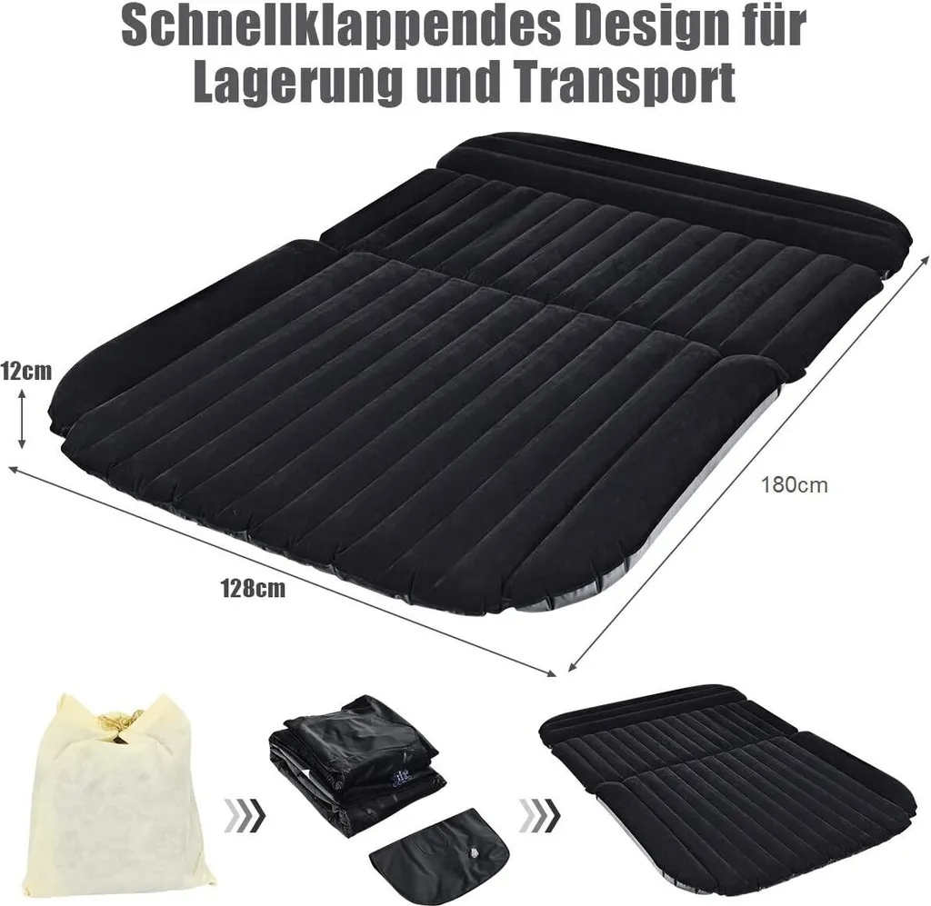 COSTWAY Luftmatratzen Autoluftmatratze Luftbett Aufblasbare Auto Matratze Mit 12V/40W Luftpumpe Für Camping Und Reisen – Bild 6