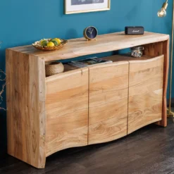 Massives Sideboard MAMMUT 145cm Akazie Natur Baumkante Lowboard Handmade