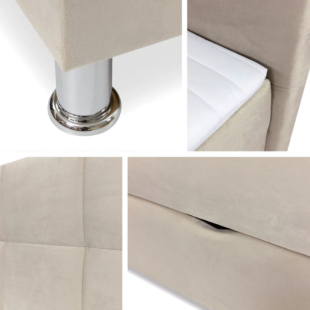 Mirjan24 Boxspringbett Dave, Stilvoll Doppelbett Mit Zwei Bettkästen, Matratze Und Topper (Farbe: Fresh 32, Größe: 180x200 Cm) – Bild 4