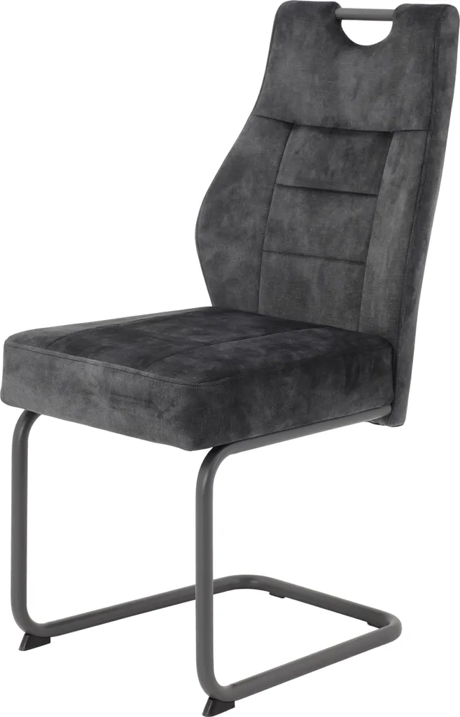 2er Set Esszimmerstuhl Linda - Samtvelour Vintage Anthrazit - Metallgestell Rundrohr Pulverbeschichtung Grau - 140kg Belastbar – Bild 4