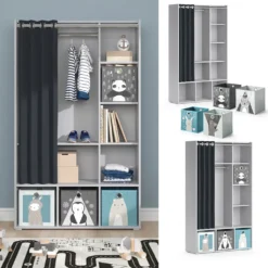 Vicco Kleiderschrank + Faltboxen Luigi Grau 104,4 X 173,8 X 35 Cm Holzwerkstoff