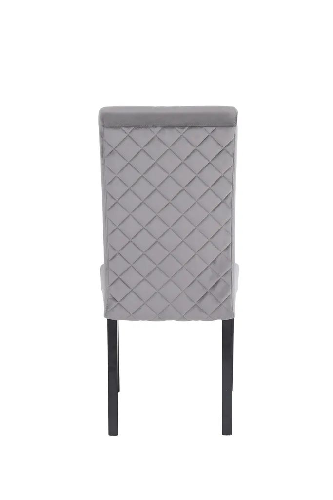 ByLIVING Esszimmerstuhl Silvio 2er-Set, Samt Bezug In Grau Mit Rautensteppung, Gestell Rubberwood Schwarz – Bild 8