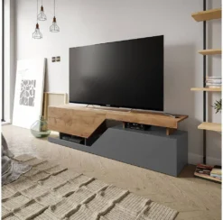 Mirjan24 TV-Lowboard Ceelias, Stilvoll TV-Schrank Vom Hersteller, RTV-Tisch, Mediaschrank (Farbe: Wotan / Anthrazit)