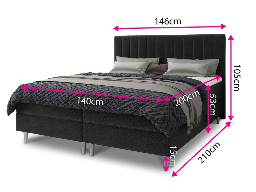 Boxspringbett Gold Mit 2 Bettkästen Und Topper - Doppelbett, Bonell-Matratze, Polsterbett, Bett Mit Matratzentopper, Schlafzimmer, Velours Stoff (Beige (Manila 02), 140 X 200 Cm) – Bild 4