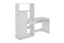 HOMEXPERTS Schreibtisch+Regal ROBIN B 163, H 155, T 60 Cm Weiß Rechteckig