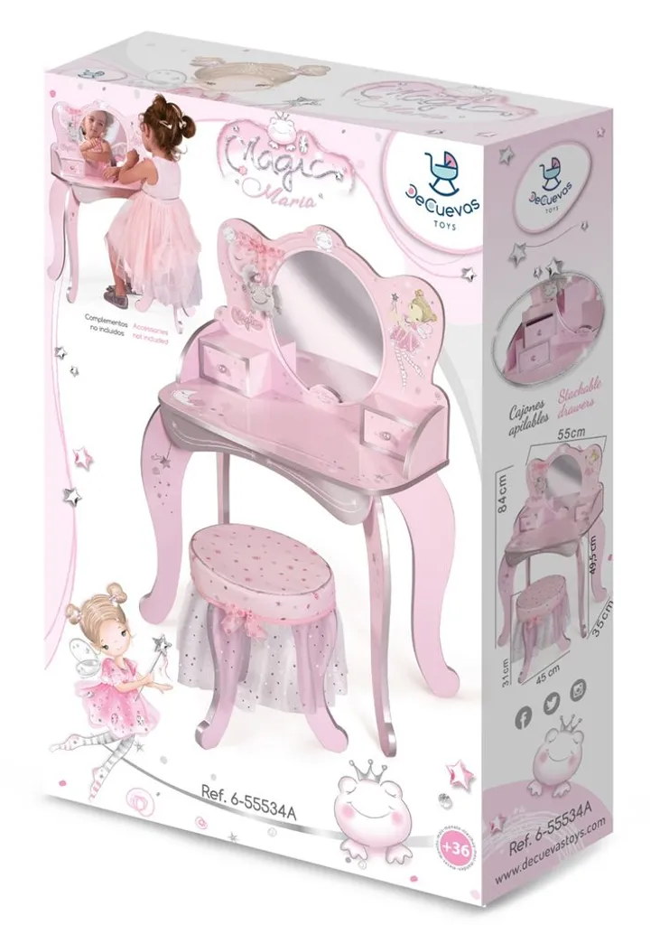 DeCuevas 55534A Magic Maria 2022 Schminktisch Aus Holz Mit Spiegel Und Holzstuhl – Bild 5