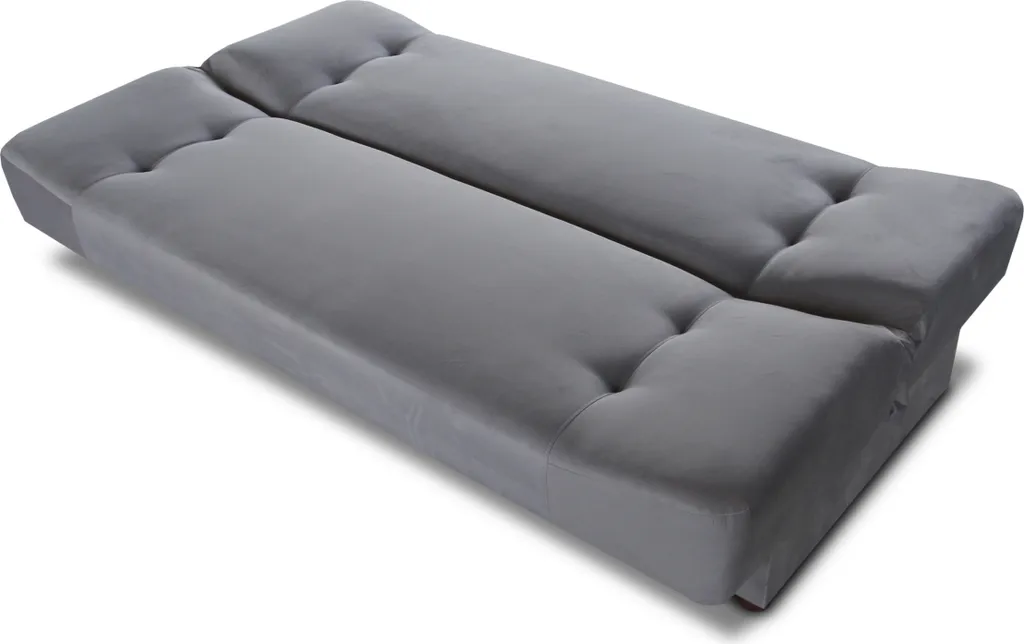 Schlafsofa Sena - Sofa Mit Schlaffunktion Und Bettkasten, Velours Stoff, Bettsofa Mit Bonell-Federkern, Couch (Grau (Manila 16)) – Bild 2